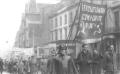 RCP banner, May Day 1947. Jimmy Hinchcliffe (under banner), Andy Sharf (right)